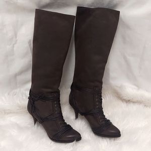 GIVENCHY Boots Knee High Distressed Leather Roped & Tied EU40.5